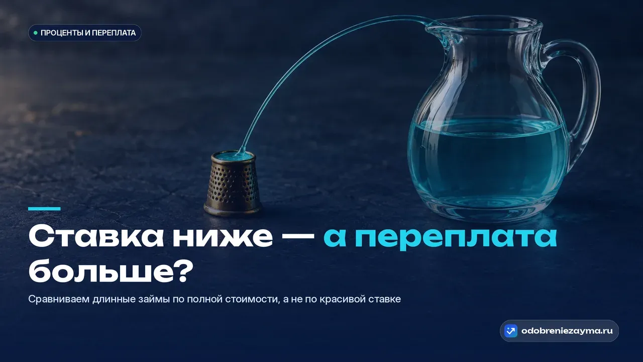 Маленький латунный напёрсток и рядом высокий кувшин на тёмно-синей плите — метафора маленькой дневной ставки, которая за длинный срок наполняет большую итоговую сумму.