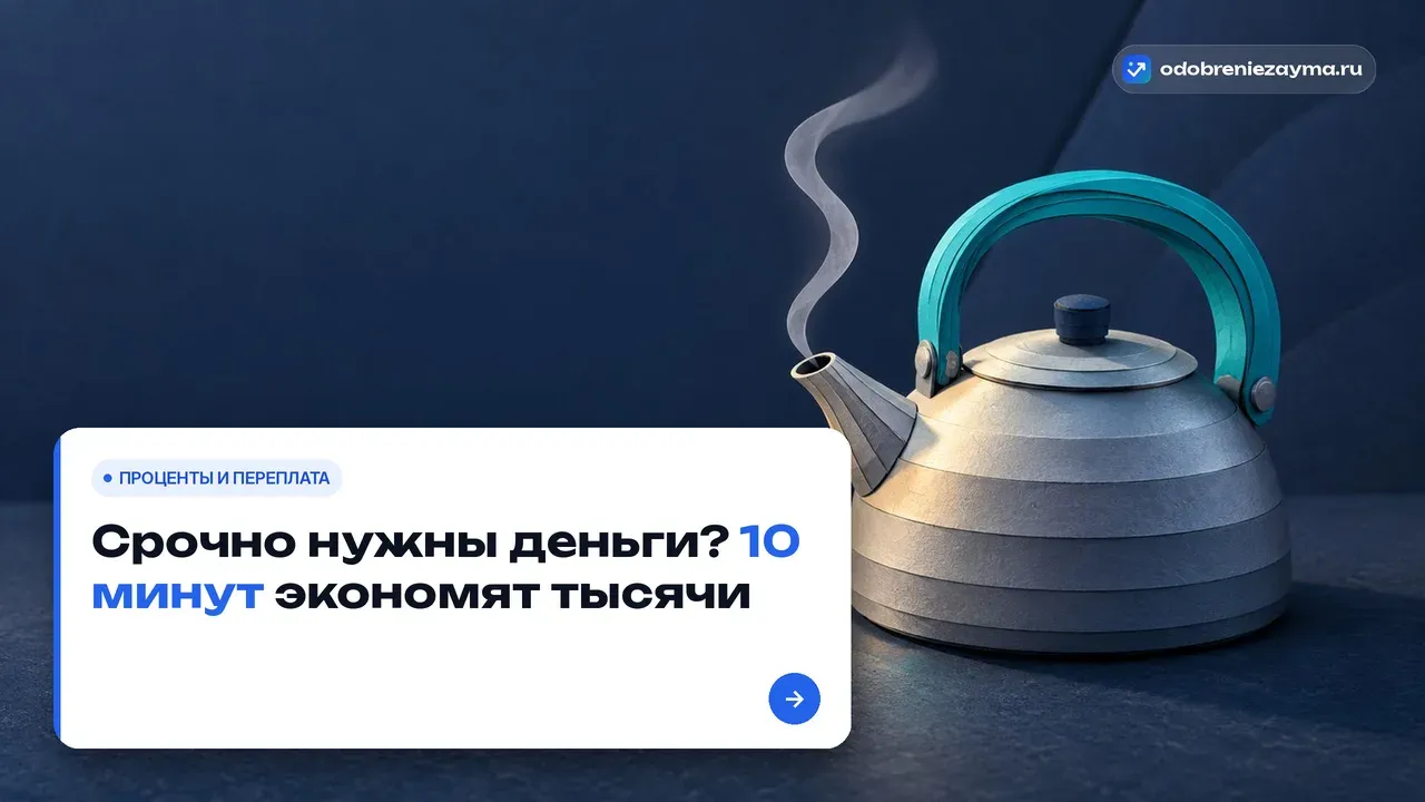 Небольшой металлический чайник, только что снятый с плиты, с тонкой струйкой оседающего пара на тёмно-синей столешнице — метафора паузы, чтобы остыть перед решением о деньгах
