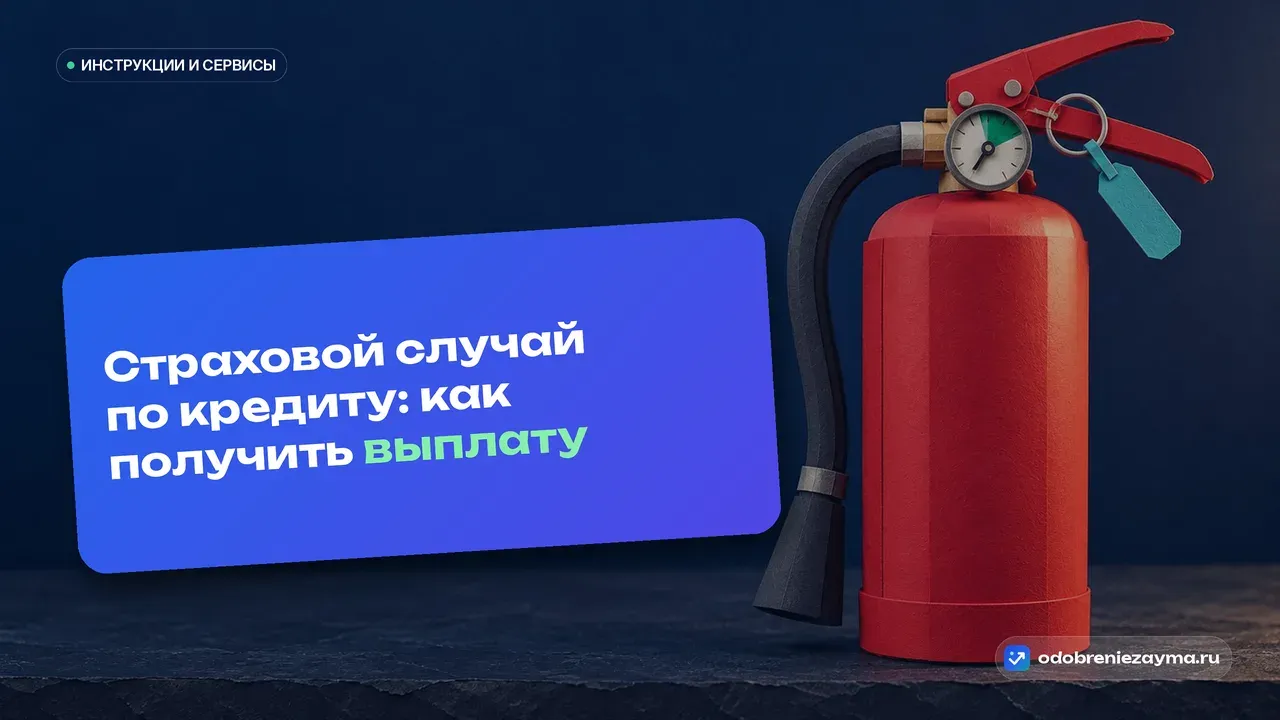 Один ярко-красный огнетушитель с целой чекой и спокойной стрелкой манометра в зелёном секторе стоит на тёмной столешнице — метафора защиты, которая заряжена и срабатывает, когда наступил страховой случай.