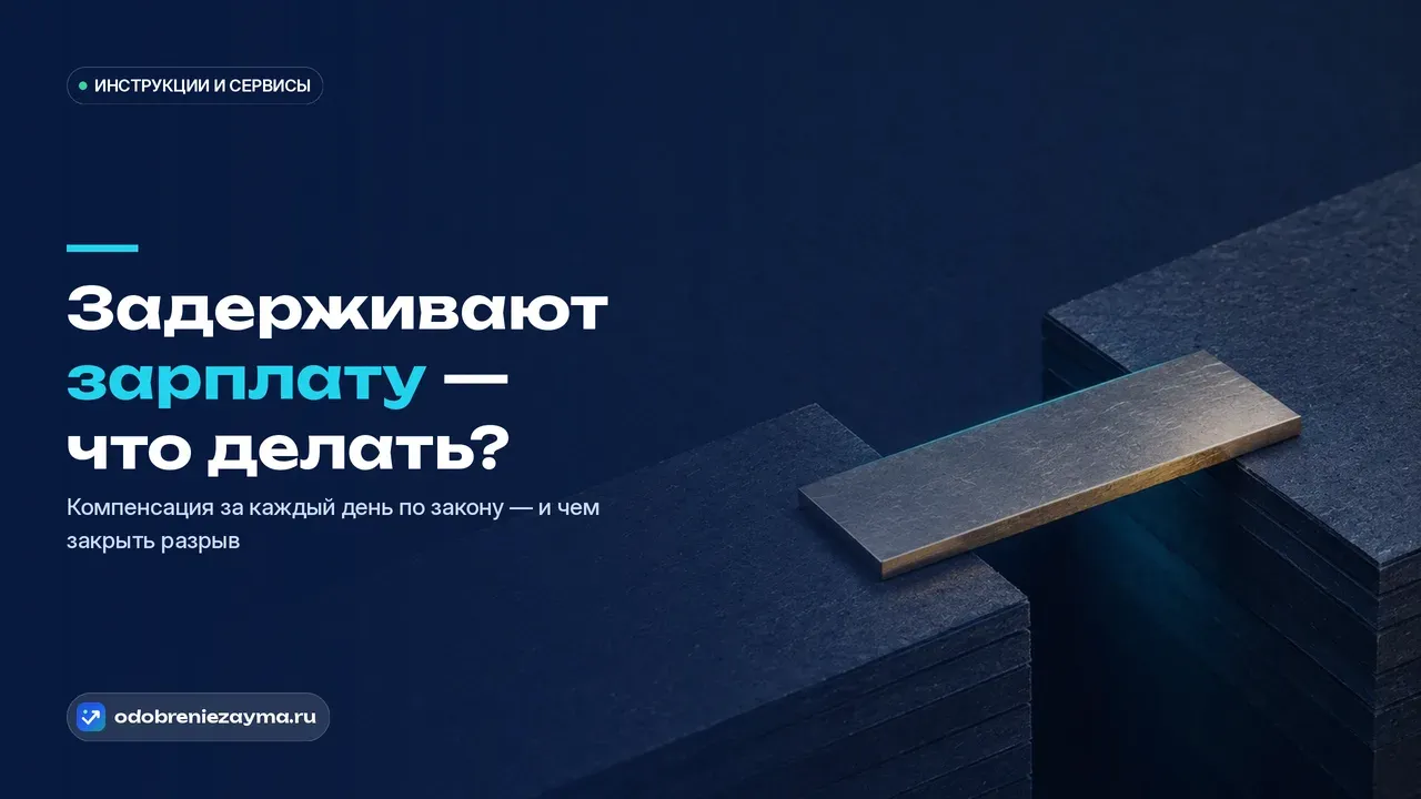 Короткая отполированная стальная планка-перемычка лежит поперёк узкого разрыва между двумя массивными тёмно-синими брусками — метафора короткого разрыва в деньгах, который нужно перекрыть до выплаты