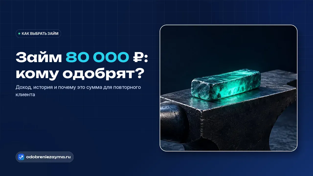 Массивная стальная кузнечная наковальня на тёмно-синей плите, на её лице остывает ярко светящаяся бирюзово-зелёная поковка — метафора суммы, которую не выдают с нуля, а выковывают историей вовремя возвращённых займов.