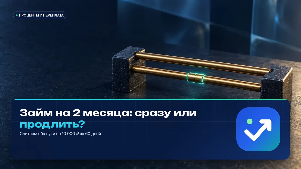 Два одинаковых по длине пролёта между тёмно-синими каменными блоками: один — цельный латунный стержень, другой собран из двух коротких, состыкованных латунной муфтой посередине — метафора одного срока, пройденного двумя способами.
