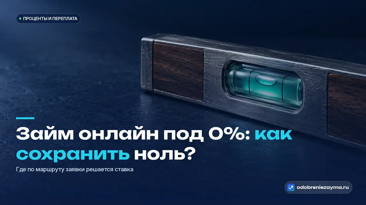 Крупный план строительного пузырькового уровня на тёмно-синей столешнице: пузырёк в стеклянной колбе стоит ровно между рисками и светится бирюзовым — метафора нулевой ставки, которая держится, пока ничего не сместилось